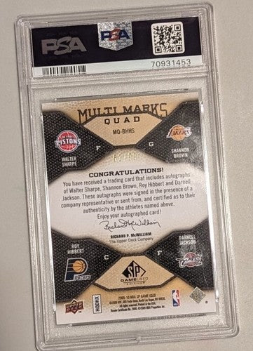 Roy HIBBERT Shannon BROWN SHARPE JACKSON 2009-10 SP Game Used QUAD AUTO #/99 PSA