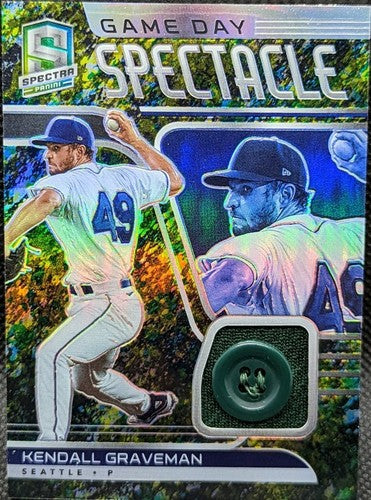 KENDALL GRAVEMAN 2021 Panini Spectra Game Used Jersey BUTTON Splatter SP #/8 A's
