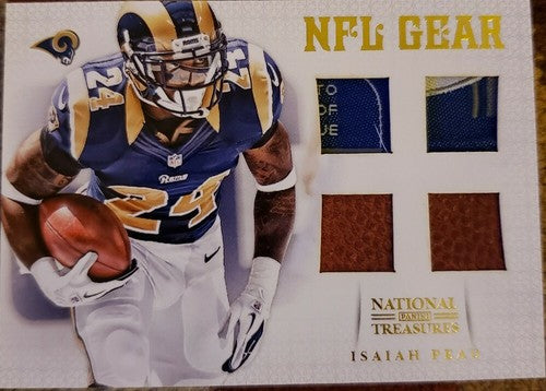 ISAIAH PEAD 2012 National Treasures QUAD Jersey LAUNDRY TAG LOGO PATCH #/15 Rams