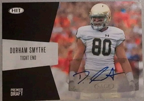 DURHAM SMYTHE 2018 SAGE HIT Premier Draft RC AUTO SP Dolphins Notre Dame #A-68