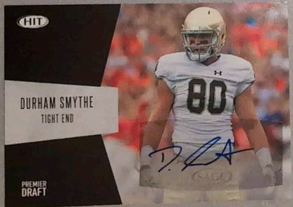 DURHAM SMYTHE 2018 SAGE HIT Premier Draft RC AUTO SP Dolphins Notre Dame #A-68