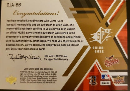 BRIAN BASS 2009 Upper Deck SPx Game Used DUAL Jersey PATCH AUTO Autograph SP /23