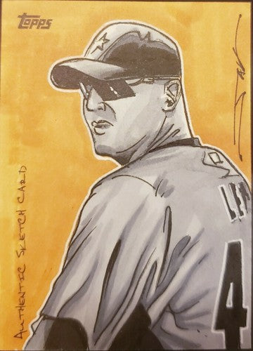 CARLOS LEE 2009 Topps Authentic Sketch Art Card SP #1/1 of 1 Houston Astros