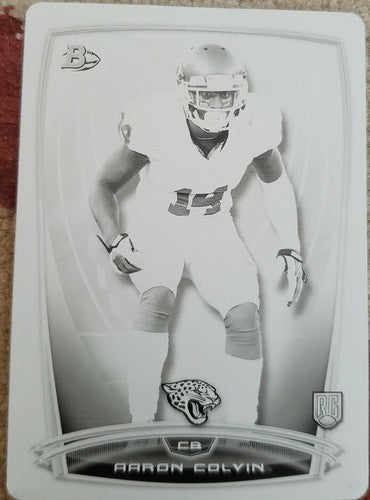 AARON COLVIN 2014 Topps Bowman RC PRINTING PLATE SP #1/1 Jaguars Texans Oklahoma
