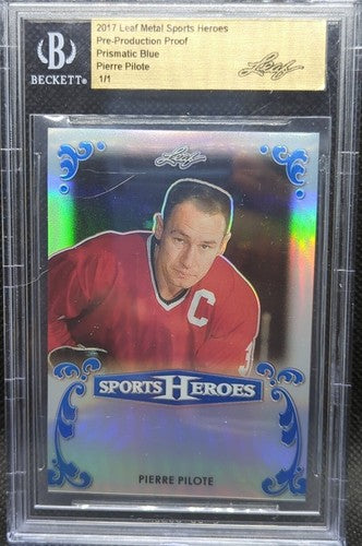 PIERRE PILOTE 2017 Leaf Metal PRE-PRODUCTION PROOF Blue #1/1 Black Hawks One of