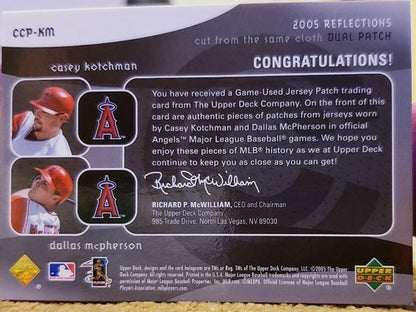 Casey KOTCHMAN Dallas McPherson 2005 Reflections DUAL Angels Jersey PATCH SP /99