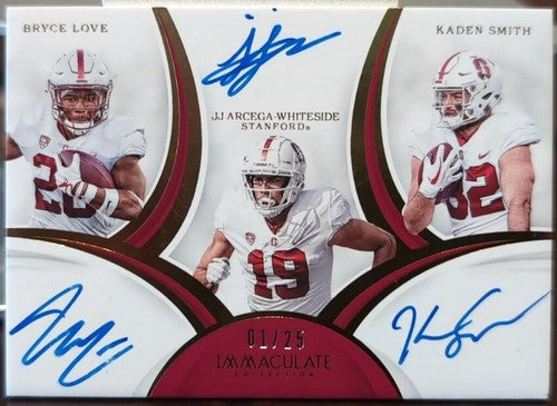 JJ ARCEGA-WHITESIDE Bryce LOVE Kaden SMITH 2019 Panini Immaculate TRIPLE AUTO 25