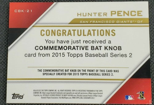 HUNTER PENCE 2015 Topps Series 2 Commemorative BAT KNOB Black SP #/99 Giants #21
