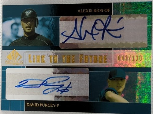 Alex RIOS David PURCEY 2004 Upper Deck SP Prospects RC DUAL AUTO #/100 Blue Jays