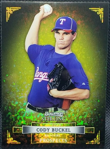 CODY BUCKEL 2012 Bowman Sterling Prospects RC CANARY DIAMOND REFRACTOR SP #1/1