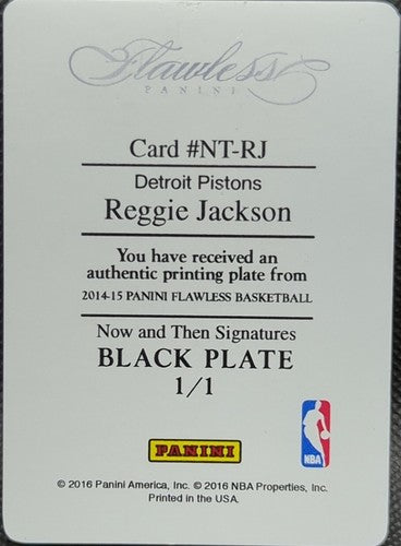 REGGIE JACKSON 2014-15 Panini Flawless Now & Then PRINTING PLATE SP #1/1 Pistons