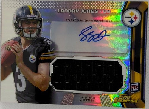LANDRY JONES 2013 Topps Finest RC DUAL AUTO JUMBO Jersey SP Steelers Jaguars