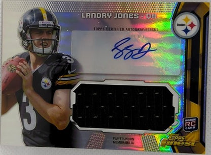 LANDRY JONES 2013 Topps Finest RC DUAL AUTO JUMBO Jersey SP Steelers Jaguars