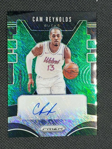 CAM REYNOLDS 2019-20 Panini Prizm GREEN SHIMMER AUTO SP #/25 Bucks Timber Wolves