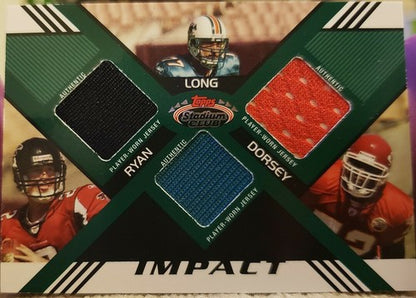 Matt RYAN Jake LONG Glenn DORSEY 2008 Stadium Club Triple Rookie Jersey SP #/50