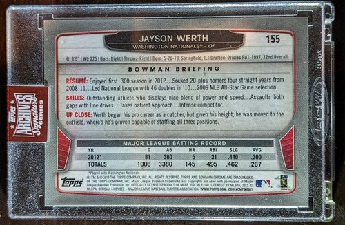 JAYSON WERTH 2023 Topps Archives Signature 2013 Bowman Chrome AUTO 1/1 Nationals