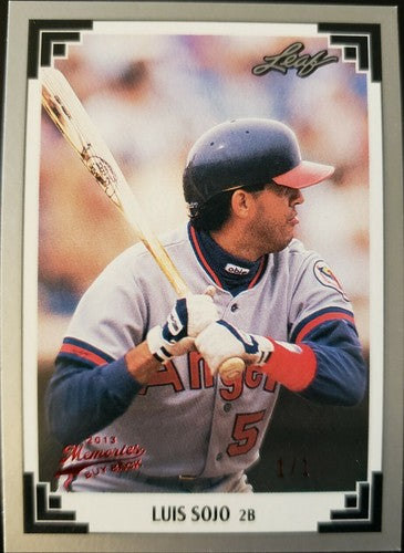 LUIS SOJO 2013 Leaf Memories 1991 Buy Backs Ruby Red #1/1 of 1 California Angels