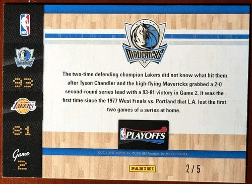DALLAS MAVERICKS 2012 Panini Fathers Day 2011 Buyback SP #2/5 Kobe Bryant Lakers