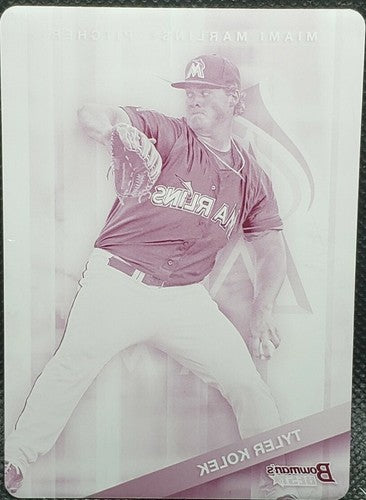 TYLER KOLEK 2015 Bowman's Best Top Prospects RC PRINTING PLATE SP #1/1 Marlins