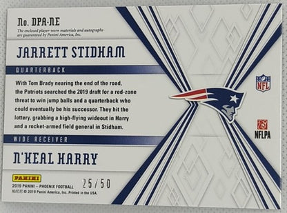 Jarrett STIDHAM N'Keal HARRY 2019 Panini Phoenix RC DUAL AUTO PATCH /50 Patriots