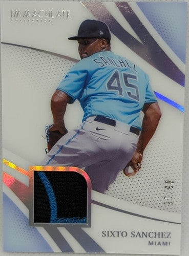 SIXTO SANCHEZ 2021 Panini Immaculate Jersey MARLINS LOGO PATCH PLATINUM SP #/15