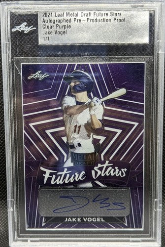 JAKE VOGEL 2021 Leaf Metal Draft RC AUTO PRE-PRODUCTION PROOF SP #1/1 of Dodgers