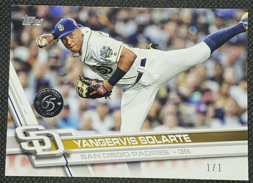 YANGERVIS SOLARTE 2017 Topps 65th Anniversary VIP Party Platinum SP #1/1 Padres