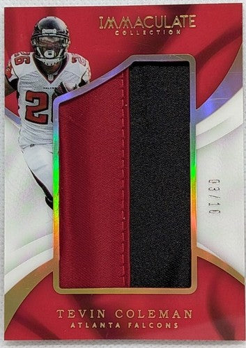 TEVIN COLEMAN 2017 Panini Immaculate JUMBO Game Used Jersey PATCH #/10 Falcons
