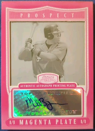 MICHAEL BURGESS 2007 Bowman Sterling Prospect AUTO PRINTING PLATE #1/1 Nationals
