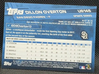 DILLON OVERTON 2017 Topps Mini Update Series GOLD SP #1/1 Padres A's Mariners