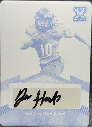 JAVIAN HAWKINS 2021 Leaf Ultimate RC AUTO PRINTING PLATE #1/1 Rams Louisville of