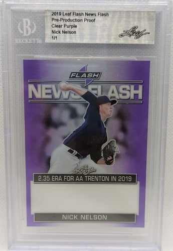 NICK NELSON 2019 Leaf Flash RC PRE-PRODUCTION PROOF Purple #1/1 Yankees Phillies