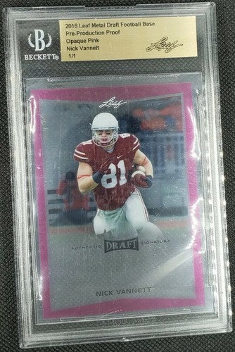 NICK VANNETT 2016 Leaf Metal Draft PRE-PRODUCTION PROOF Opaque PINK SP #1/1 BGS
