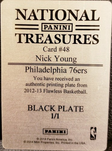 NICK YOUNG 2012-13 Panini Flawless PRINTING PLATE #1/1 76ers National Treasures