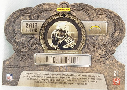 VINCENT BROWN 2011 Panini Crown Royale Jewel Die-Cut AUTO EMERALD #1/5 Chargers