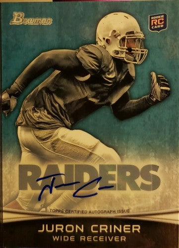 JURON CRINER 2012 Topps Bowman Rookie AUTO Autograph #183 Oakland Raiders RC