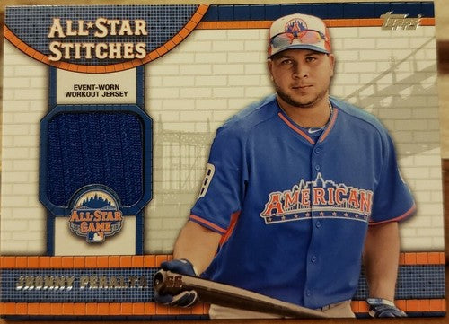 JHONNY PERALTA 2013 Topps All-Star Game Stitches Worn Used Workout Jersey Tigers