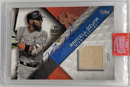 MARCELL OZUNA 2019 Topps Archives 2018 Series One DUAL AUTO BAT #1/1 Marlins of