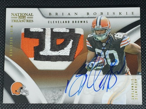 BRIAN ROBISKIE 2009 National Treasures AUTO JUMBO Al Lerner LOGO PATCH Gold #/25