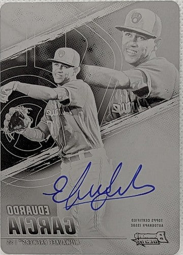 EDUARDO GARCIA 2021 Topps Bowman's Best AUTO PRINTING PLATE #1/1 Brewers One of