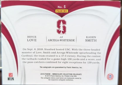 JJ ARCEGA-WHITESIDE Bryce LOVE Kaden SMITH 2019 Panini Immaculate TRIPLE AUTO 25