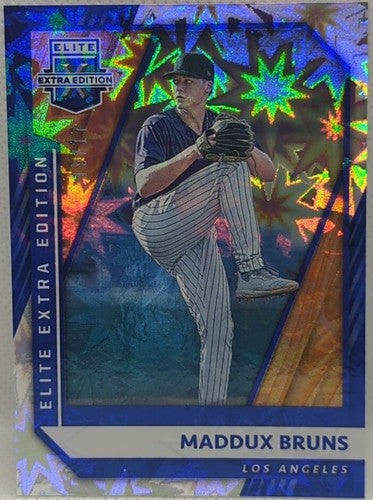 MADDUX BRUNS 2021 Panini Elite Extra BLUE STARBURST FIREWORKS RC SP #/17 Dodgers
