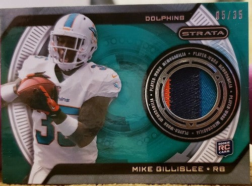 MIKE GILLISLEE 2013 Topps Strata Relics Emerald Rookie Jersey PATCH /35 Dolphins