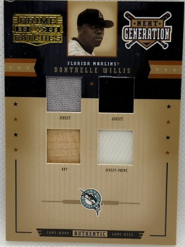 DONTRELLE WILLIS 2005 Donruss Prime Patches QUAD Game Used Bat Hat Jersey SP /14