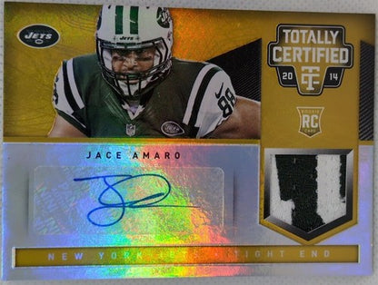 JACE AMARO 2014 Panini Totally Certified RC AUTO JERSEY PATCH Gold SP #3/5 Jets