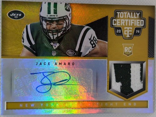 JACE AMARO 2014 Panini Totally Certified RC AUTO JERSEY PATCH Gold SP #3/5 Jets