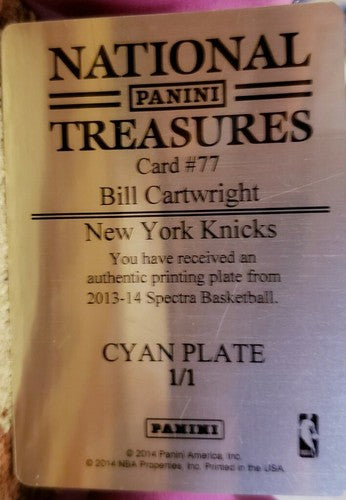 BILL CARTWRIGHT 2013-14 National Treasures PRINTING PLATE 1/1 of 1 Bulls Spectra