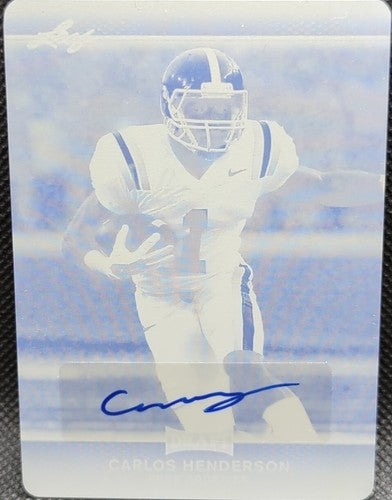 CARLOS HENDERSON 2017 Leaf Draft RC AUTO PRINTING PLATE SP #1/1 Broncos One of