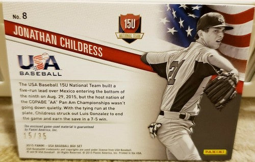 JONATHAN CHILDRESS 2015 Panini USA Box Set Game Used TRIPLE Jersey PATCH SP #/35