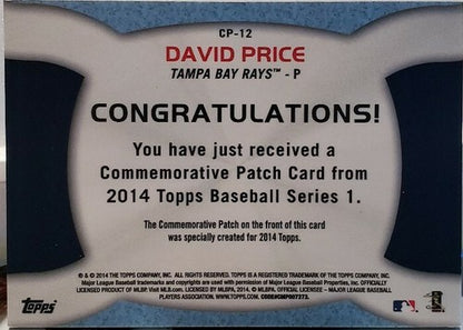 DAVID PRICE 2014 Topps Commemorative Tampa Bay Rays LOGO PATCH Red Sox Dodgers